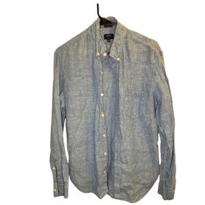 J.Crew Linen Blue Shirt Long Sleeve Button Down Size Medium M
